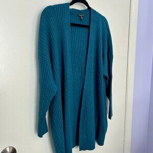 Eileen Fisher 100% Cashmere Long Open Front Cardigan in Teal Size 3X